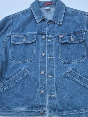 Bon Jour Classic Blue Denim Jean Jacket - Casual Trucker Size M